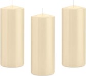 12x Cremewitte cilinderkaars/stompkaars 8 x 20 cm 119 branduren - Geurloze kaarsen - Woondecoraties
