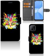 Wallet Book Case OPPO A73 5G Smartphone Hoesje Cat Color Leuke Verjaardagscadeaus