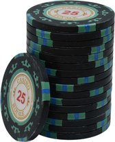 Casino Royale poker chips 25 groen (25 stuks)- pokerchips- pokerfiches- poker fiches - Clay chips - pokerspel - pokerset - poker set