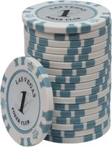 Las Vegas poker club clay chips 1 lichtgrijs (25 stuks)