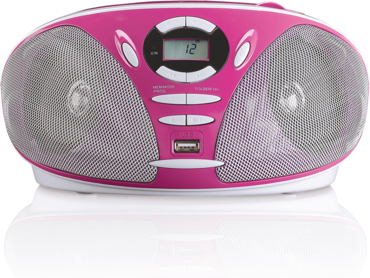 Lenco SCD-37 USB Pink - Radio FM et lecteur CD/USB portable - Rose