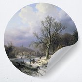 Muurcirkel "Sneeuwlandschap van Alexander Joseph Daiwaille" | Zelfklevende behangcirkel | woonkamer muur decoratie accessoires | rond kunstwerk