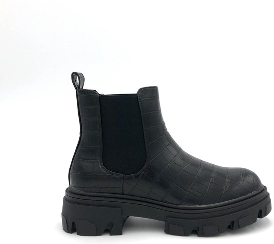 BOOTS CROCO BLACK - Maat 37 - Enkellaars - Chelsea Boots - Zwart