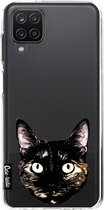 Casetastic Samsung Galaxy A12 (2021) Hoesje - Softcover Hoesje met Design - Peeking Kitty Print