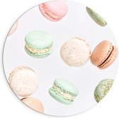 Dibond Wandcirkel - Verschillende Kleuren Macarons - 90x90cm Foto op Aluminium Wandcirkel (met ophangsysteem)