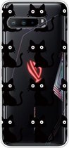 Voor Asus ROG Phone 3 ZS661KS Schokbestendig geverfd transparant TPU beschermhoes (zwarte katten)