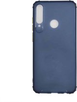 Voor Huawei Y6p Kleurknop Doorschijnend Frosted TPU Vierhoekig Airbag Schokbestendig Hoesje (Marineblauw)