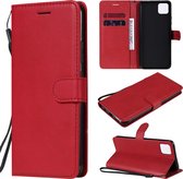 Voor OPPO Realme C11 effen kleur horizontale flip beschermende lederen tas met houder & kaartsleuven & portemonnee & fotolijst & lanyard (rood)