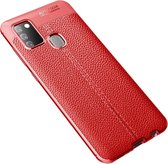 Voor Galaxy A21s Litchi Texture TPU schokbestendig hoesje (rood)