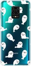 Voor Xiaomi Redmi Note 9S schokbestendig geverfd transparant TPU beschermhoes (witte zeeleeuw)