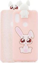 Voor Xiaomi Redmi Note 6 Pro Cartoon schokbestendige TPU beschermhoes met houder (konijn)