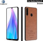 FFor Xiaomi Redmi Note 8T PINWUYO Pin Rui-serie Klassiek PU-leer + PC + TPU Anti-fall All-inclusive hoesje (bruin)