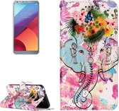 Voor LG G6 Gloss Oil Reliëf Bloem Olifant Patroon Horizontale Flip Leren Case met Houder & Kaartsleuven & Portemonnee & Fotolijst