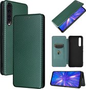 Voor Rakuten Big Carbon Fiber Texture Magnetische Horizontale Flip TPU + PC + PU lederen tas met kaartsleuf (groen)