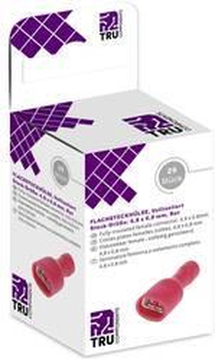 TRU COMPONENTS T1904C115 Assortiment hulzen voor platte stekkers Insteekbreedte: 4.80 mm Insteekdikte: 0.80 mm 180 ° Vo