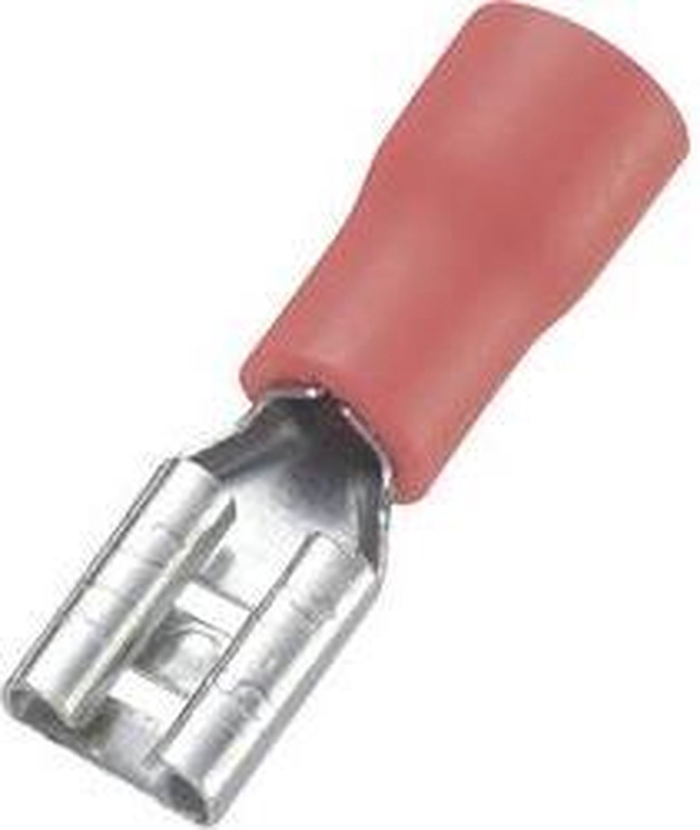 TRU COMPONENTS 745136 Platte stekker (female) Insteekbreedte: 4.8 mm Insteekdikte: 0.8 mm 180 ° Deels geïsoleerd Rood 1