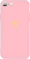 Voor iPhone 6s / 6 Golden Love-heart Pattern Colorful Frosted TPU telefoon beschermhoes (roze)