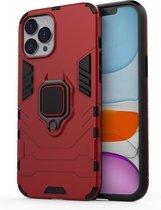 Voor iPhone 12 Pro Max schokbestendige pc + TPU beschermhoes met magnetische ringhouder (rood)