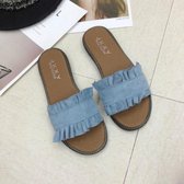 Lotus Leaf Edge Beach Flat Bottom Sandals Slippers, maat: 39 (blauw)