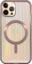 Kleurrijke Laser Magsafe-hoes TPU magnetische beschermhoes voor iPhone 12/12 Pro (geborsteld roségoud)