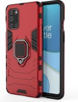 Voor OnePlus 8T PC + TPU schokbestendige beschermhoes met magnetische ringhouder (rood)