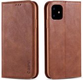 Voor iPhone 11 AZNS Retro textuur magnetische horizontale flip PU lederen tas met houder & kaartsleuven en fotolijst (geel)