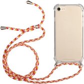 Vierhoekige schokbestendige transparante TPU-beschermhoes met draagkoord voor iPhone 8 Plus & 7 Plus (oranjegeel)