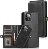 Meerdere kaartsleuven Afneembare magnetische horizontale flip lederen tas met kaartsleuven & houder & portemonnee voor iPhone 12 Pro Max (zwart)