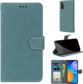 Voor Huawei P Smart 2021 / Y7a Retro Frosted Horizontale Flip PU lederen hoes met houder & kaartsleuven & portemonnee & fotolijst (blauw)