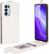 Voor OPPO Reno5 5G R64 Textuur Enkele Verticale Flip Lederen Beschermhoes met Kaartsleuven & Fotolijst (Wit)