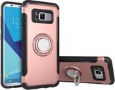 Voor Galaxy S8 + / G9550 Telefoonring Armor TPU + PC Magnetische zuigkracht 360 graden rotatie Magnetische telefoonring Stent Combinatiebehuizing (roségoud)