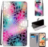 Voor LG K41S / K51S Gekleurde Tekening Cross Textuur Horizontale Flip PU Lederen Case met Houder & Kaartsleuven & Portemonnee & Lanyard (Doorschijnend Glas)