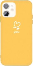 Voor iPhone 11 Love-heart Letter Pattern Colorful Frosted TPU telefoon beschermhoes (geel)