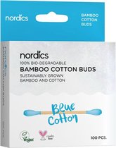Nordics Wattenstaafjes Afbreekbaar Bamboe/katoen Blauw 100 Stuks