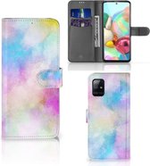 Telefoonhoesje Geschikt voor Samsung Galaxy A71 Bookcase Personaliseren Watercolor Light
