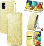 Voor Samsung Galaxy A71 Blooming Mandala Reliëfpatroon Magnetische Horizontale Flip Leren Case met Houder & Kaartsleuven & Portemonnee (Geel)