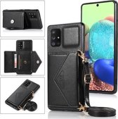 Voor Samsung Galaxy A71 4G Multifunctionele Cross-body Card Bag TPU + PU Cover Case met Houder & Card Slot & Portemonnee (Zwart)