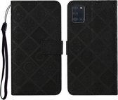 Voor Samsung Galaxy A31 etnische stijl reliëf patroon horizontale flip lederen tas met houder & kaartsleuven & portemonnee & lanyard (zwart)