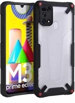 Voor Samsung Galaxy M31 vierhoekige airbag schokbestendig TPU + semi-transparant pc-hoesje (zwart)