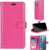 Voor Samsung Galaxy Note20 Pure Color Horizontale Flip PU lederen tas met houder & kaartsleuven & portemonnee & fotolijst (Rose Red)