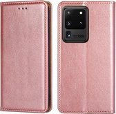 Voor Samsung Galaxy S20 Ultra PU + TPU Gloss Oil Effen Kleur Magnetische Horizontale Flip Leren Case met Houder & Kaartsleuf & Portemonnee (Rose Goud)