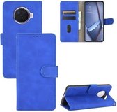 Voor OPPO Ace2 Effen Kleur Huid Voel Magnetische Gesp Horizontale Flip Kalf Textuur PU Lederen Case met Houder & Kaartsleuven & Portemonnee (Blauw)