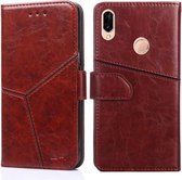 Voor Huawei P20 lite / nova 3e Geometrische stiksels Horizontale Flip TPU + PU lederen hoes met houder & kaartsleuven & portemonnee (donkerbruin)