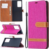 Voor Samsung Galaxy Note20 Ultra Kleuraanpassing Denim Textuur Horizontale Flip Leren Case met Houder & Kaartsleuven & Portemonnee & Lanyard (Rose Rood)