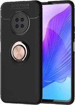 Voor Huawei Enjoy 20 Plus metalen ringhouder 360 graden roterende TPU-hoes (zwart + roségoud)