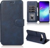 Voor Samsung Galaxy S10 5G Kalfs Textuur Magnetische Gesp Horizontale Flip Leren Case met Houder & Kaartsleuven & Portemonnee & Fotolijst (Blauw)