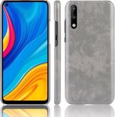 Voor Huawei Enjoy 10s Shockproof Litchi Texture PC + PU Case (grijs)