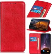 Voor Motorola One Macro Magnetische Retro Crazy Horse Texture Horizontale Flip lederen tas met houder en kaartsleuven (rood)