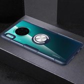 Voor Huawei Mate 30 schokbestendig TPU + acryl beschermhoes met metalen ringhouder (marineblauw)