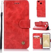 Voor Geschikt voor Xiaomi redmi 4x retro koperen knop gek paard horizontale flip pu lederen case met houder & kaartsleuven & portemonnee & lanyard (rood)
